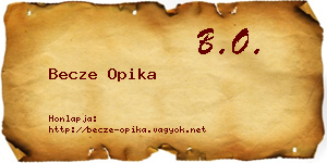 Becze Opika névjegykártya